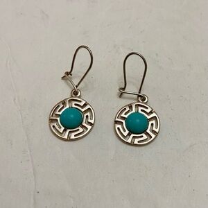 Vintage 1940s -925 Silver with Turquoise Dangling Earrings